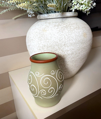 Denby stoneware vase green - stoneware,