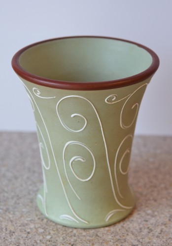 Denby stoneware vase - vase,, green